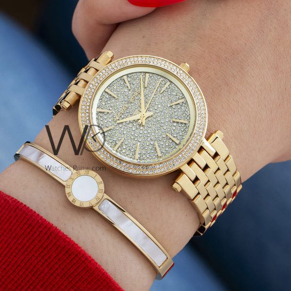 MICHAEL KORS CHRONOGRAPH WATCH GOLD WITH STAINLESS STEEL GOLD BELT