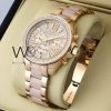 Michael Kors chronograph two-tone metal belt watch with a chic vibe