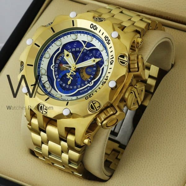 INVICTA CHRONOGRAPH WATCH BLUE WITH STAINLESS STEEL GOLD BELT