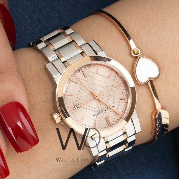 Burberry check Engraved Rose Gold Watch | Watches Prime