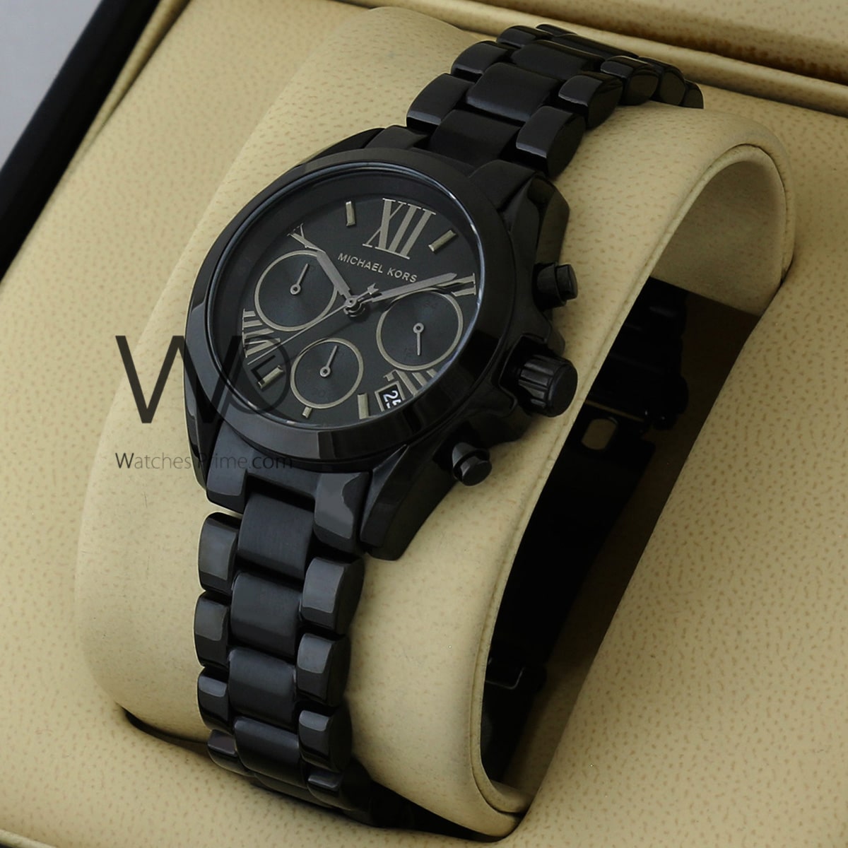 MICHAEL KORS CHRONOGRAPH WATCH BLACK WITH STAINLESS STEEL BLACK BELT