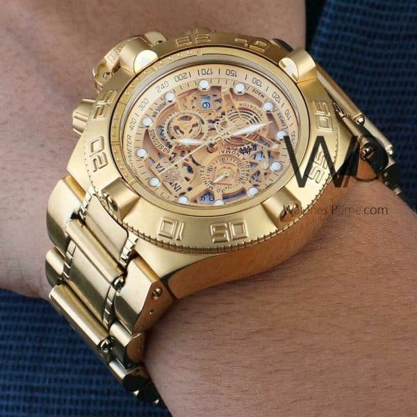 INVICTA CHRONOGRAPH WATCH GOLD WITH STAINLESS STEEL GOLDEN BELT