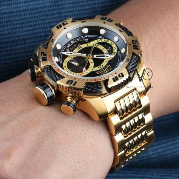 INVICTA CHRONOGRAPH WATCH BLACK WITH STAINLESS STEEL GOLD BELT