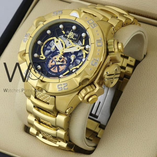 INVICTA CHRONOGRAPH WATCH BLACK WITH STAINLESS STEEL GOLDEN BELT