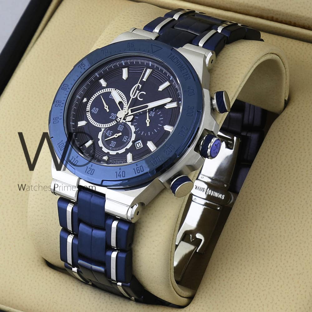 GUESS COLLECTION CHRONOGRAPH BLUE WITH STAINLESS STEEL BLUE BELT ...