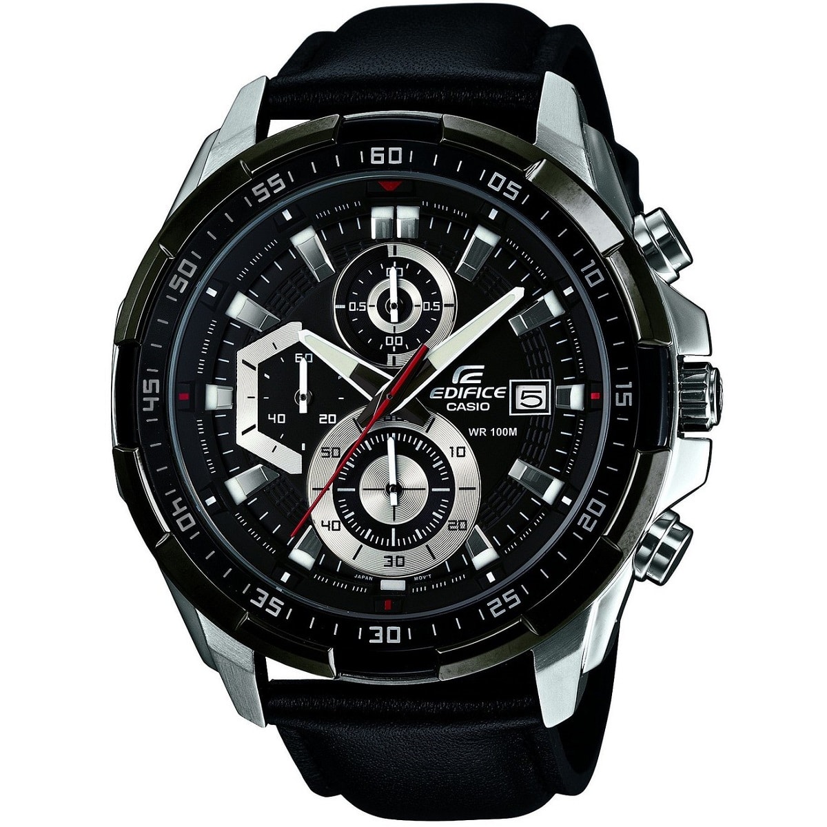 CASIO EDIFICE CHRONOGRAPH WATCH BLACK WITH LEATHER BLACK BELT | Watches