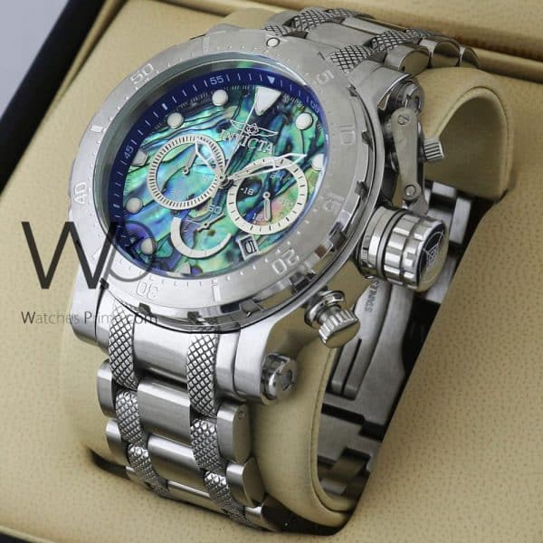 INVICTA CHRONOGRAPH WATCH GREEN WITH STAINLESS STEEL SILVER BELT