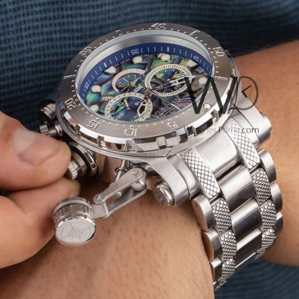 INVICTA CHRONOGRAPH WATCH GREEN WITH STAINLESS STEEL SILVER BELT