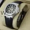 PATEK PHILIPPE WATCH WITH leather BLACK BELT | Watches Prime PATEK PHILIPPE WATCH WITH leather BLACK BELT | Watches Prime
