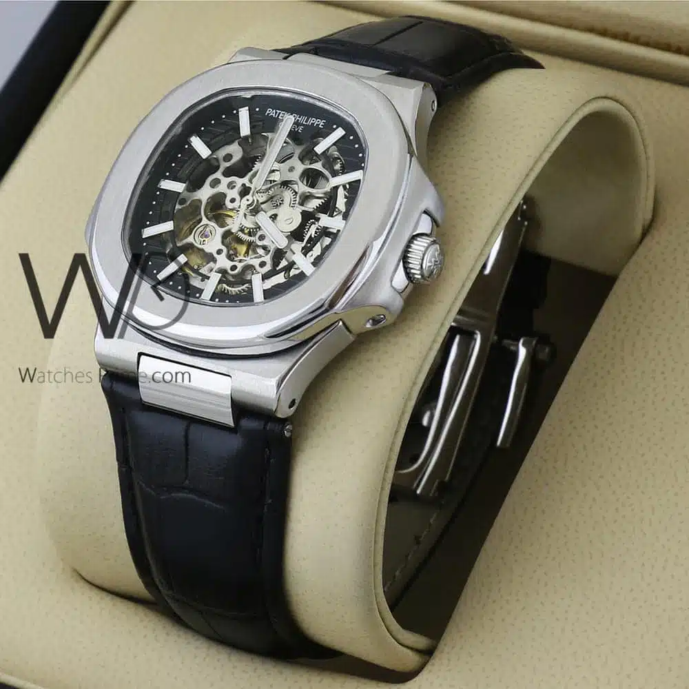 PATEK PHILIPPE WATCH WITH leather BLACK BELT | Watches Prime PATEK PHILIPPE WATCH WITH leather BLACK BELT | Watches Prime