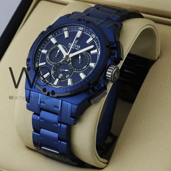 FESTINA CHRONOGRAPH WATCH BLUE WITH STAINLESS STEEL BLUE BELT