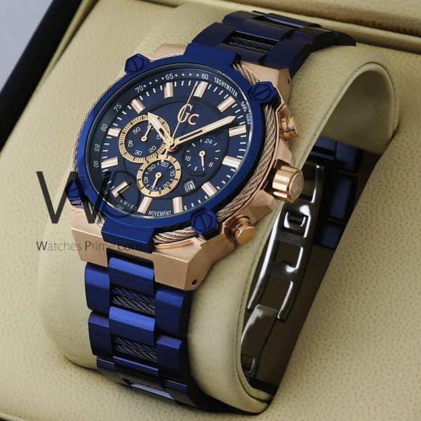 GUESS COLLECTION CHRONOGRAPH BLUE WITH STAINLESS STEEL BLUE BELT