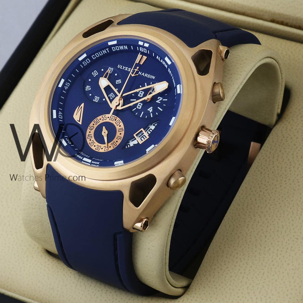 ULYSSE NARDIN MARINE DIVER CHRONOGRAPH WATCH BLUE WITH RUBBER BLUE BELT