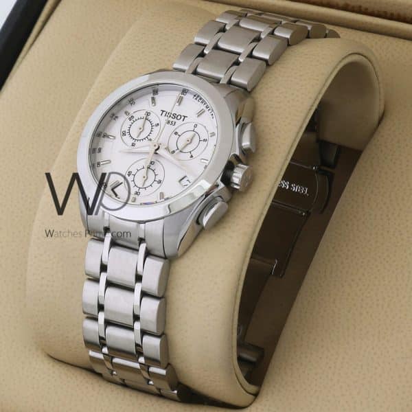 TISSOT women WATCH white WITH STAINLESS STEEL SILVER BELT