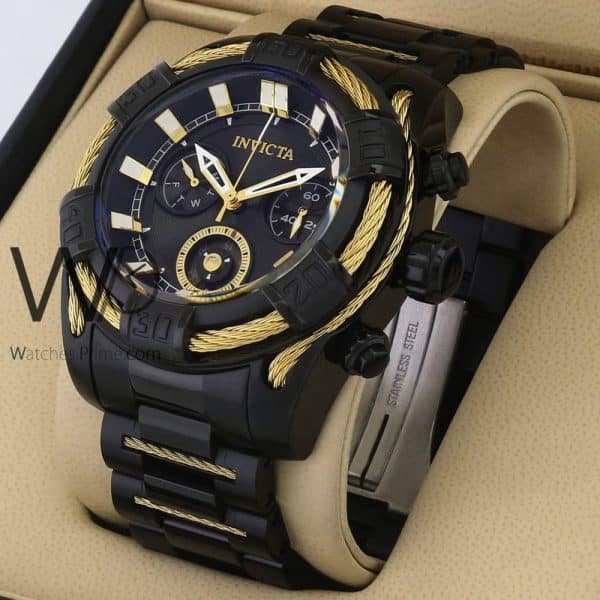 INVICTA CHRONOGRAPH WATCH black WITH STAINLESS STEEL black BELT