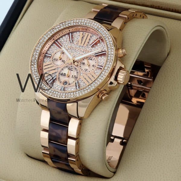 MICHAEL KORS CHRONOGRAPH WATCH ROSE GOLD WITH STAINLESS STEEL brown&rose gold BELT
