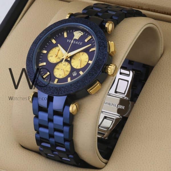 Versace men blue watch WITH STAINLESS STEEL blue BELT