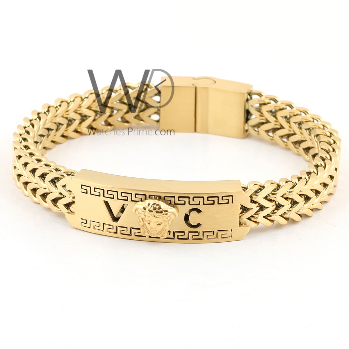 Round Shape 2 Line Glamorous Design Golden Color Bracelet for Men  St   Soni Fashion