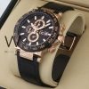 Guess Collection black leather strap watch, classic design