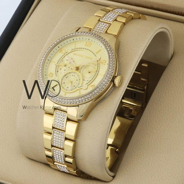 MICHAEL KORS CHRONOGRAPH WATCH GOLD WITH STAINLESS STEEL GOLD BELT
