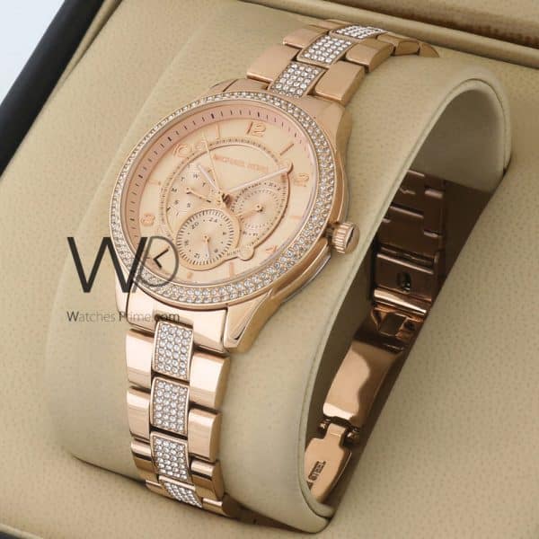 MICHAEL KORS CHRONOGRAPH WATCH rose GOLD WITH STAINLESS STEEL rose GOLD BELT
