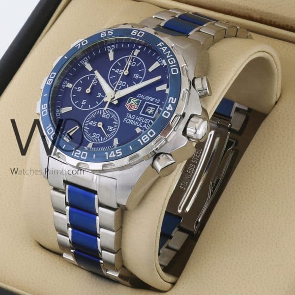 TAG HEUER FORMULA 1 CALIBRE 16 CHRONOGRAPH WATCH blue WITH STAINLESS STEEL blue&SILVER BELT
