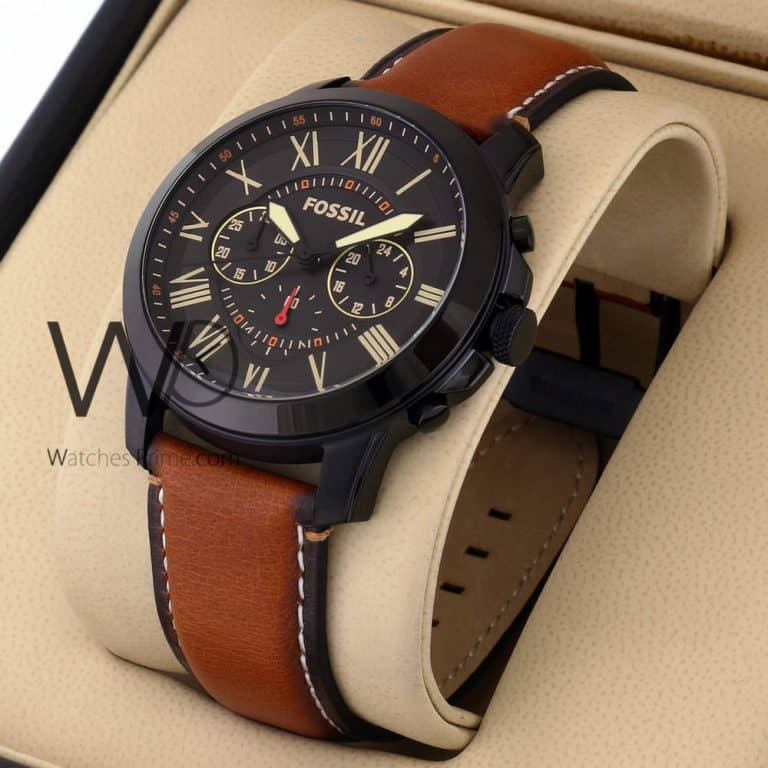 Fossil Grant Chronograph Brown Leather Strap Watches Prime