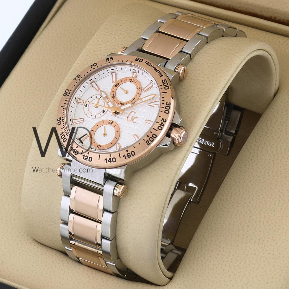GUESS COLLECTION CHRONOGRAPH white WITH STAINLESS STEEL HALF ROSE GOLD ...
