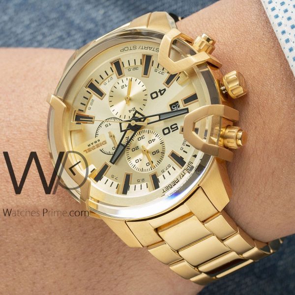 DIESEL CHRONOGRAPH WATCH gold WITH STAINLESS STEEL gold BELT