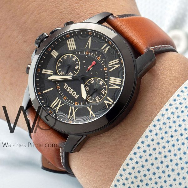 Fossil Grant Chronograph Brown Leather Strap | Watches Prime