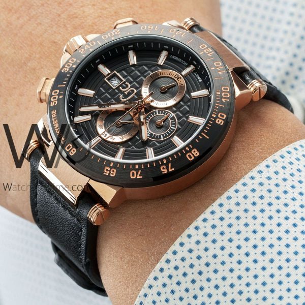 GUESS COLLECTION CHRONOGRAPH BLack WITH LEATHER Black BELT