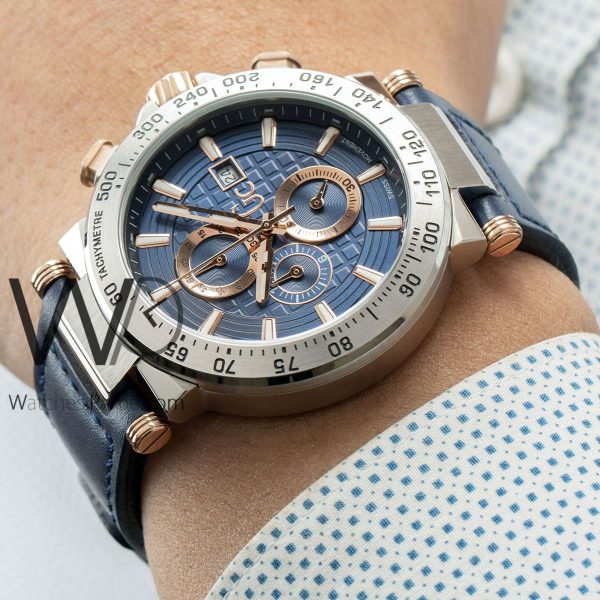 GUESS COLLECTION CHRONOGRAPH BLue WITH LEATHER blue BELT