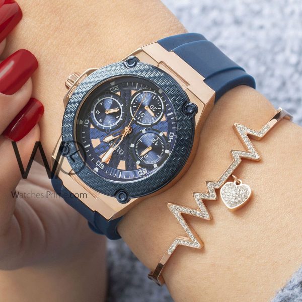 Guess CHRONOGRAPH WATCH blue WITH rubber blue BELT