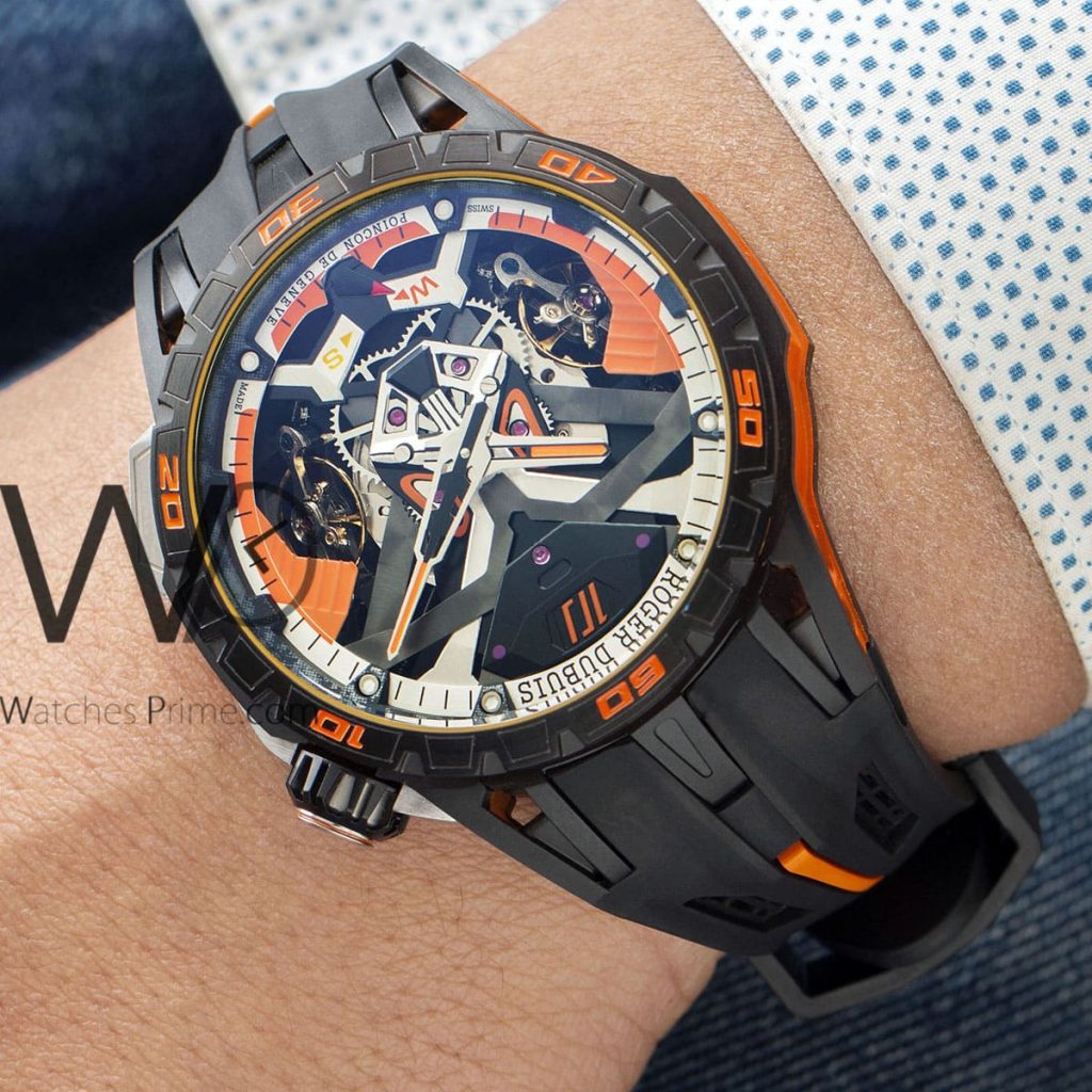 ROGER DUBUIS WATCH BLACK&orang WITH rubber red BELT | Watches Prime