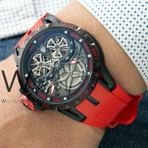 ROGER DUBUIS WATCH BLACK WITH rubber red BELT