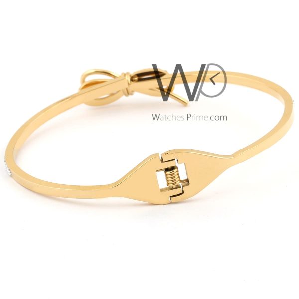 Bowknot women bracelet gold stainless steel | Watches Prime