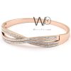Crossed metal rose gold women bracelet