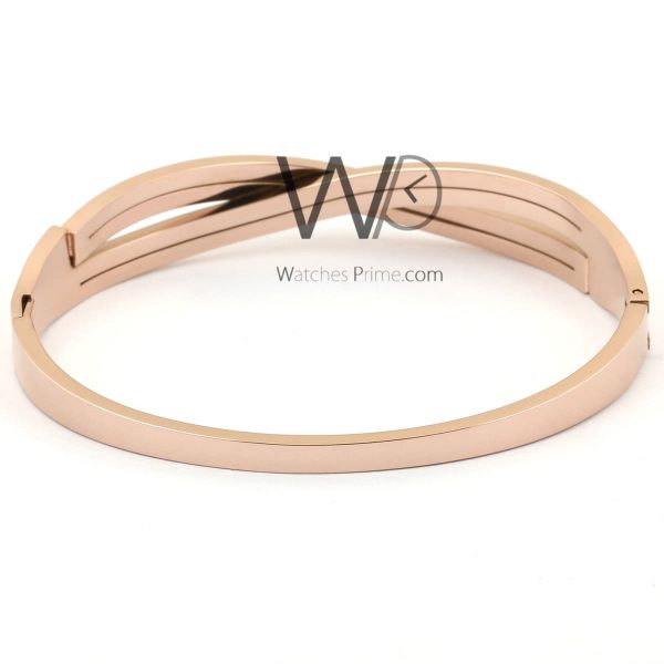 Crossed metal rose gold women bracelet | Watches Prime