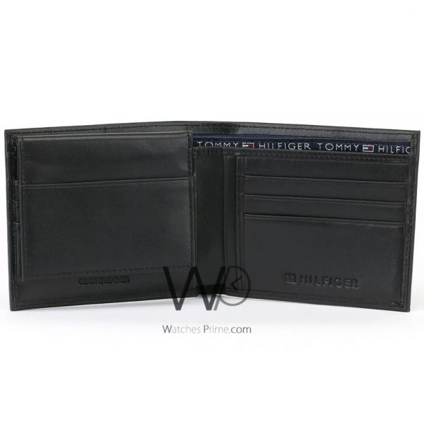 Tommy Hilfiger black leather wallet for men | Watches Prime