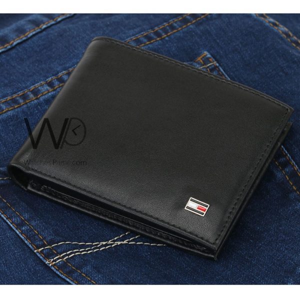 Tommy Hilfiger black leather wallet for men | Watches Prime