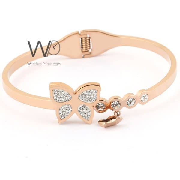 Butterfly bracelet metal rose gold for women | Watches Prime   