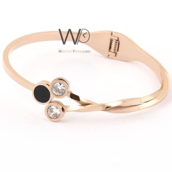 Women bracelet with diamonds metal rose gold | Watches Prime   
