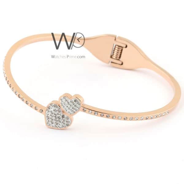 Hearts metal rose gold women bracelet | Watches Prime   