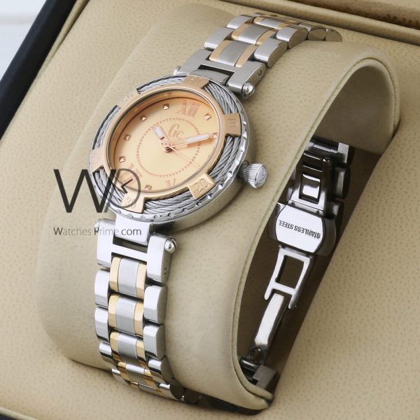 GUESS COLLECTION CHRONOGRAPH rose gold WITH STAINLESS STEEL SILVER&ROSE GOLD BELT
