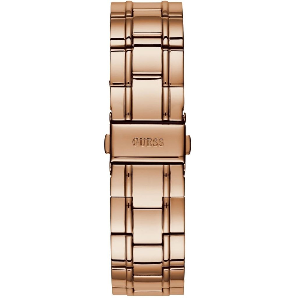 Guess Bedazzle Diamonds Silver Dial Rose Gold Steel Strap Watch For Women - W1097L3