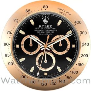 Rolex Wall Clock Daytona Black Dial Rose Gold Bezel