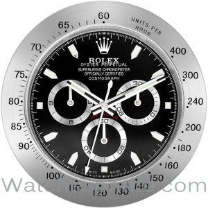 Rolex Wall Clock Daytona Black Dial Silver Bezel
