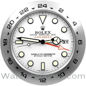 Rolex Wall Clock Explorer II White Dial Silver Bezel