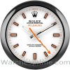 Rolex wall clock milgauss white dial black bezel orange hand