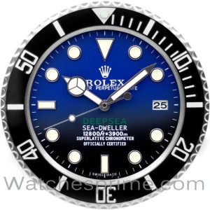 Rolex Wall Clock Sea-Dweller Deepsea Blue and Black Dial Black Bezel